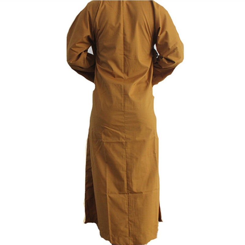 ZUODOOKU Long Cotton Kung Fu Shaolin Monk Robe Lay Master Zen Buddhist Meditation Gown XL - Image 3